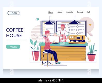 Coffee house vector website landing page design template Stock Vector