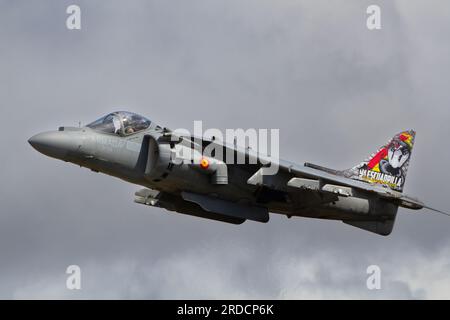 Spanish Navy Harrier hovering at the Royal International Air Tattoo 2023. Stock Photo