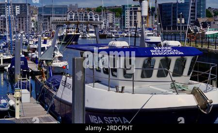 The waterside locations of Plymouth offer a range of pubs and restaurants for tourists visiting this town with it's rich history of maritime travel Stock Photo