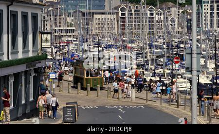 The waterside locations of Plymouth offer a range of pubs and restaurants for tourists visiting this town with it's rich history of maritime travel Stock Photo