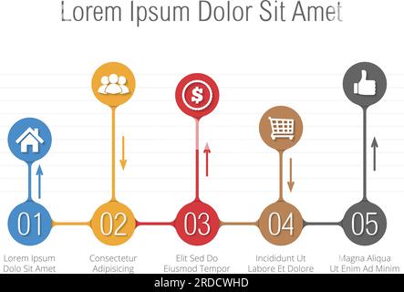 Bar chart infographics template with numbers and icons, vector eps10 illustration Stock Vector