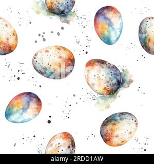Seamless pattern of watercolor eggs. Easter background. Vector illustration Stock Vector