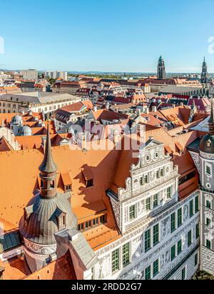 Dresden Rooftop city view seen from the tower of the Residenzschloss castle, Saxony, Germany Stock Photo