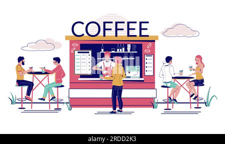 Street coffee shop, vector concept for web banner, website page Stock Vector