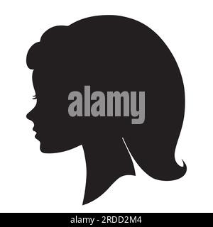 African American Side Silhouette with Curly Hair and Beautiful Face and Hair Stock Vector