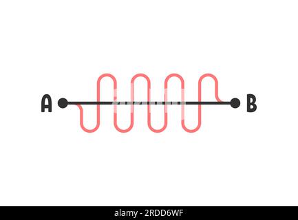 route from point a to point b like simplify way Stock Vector