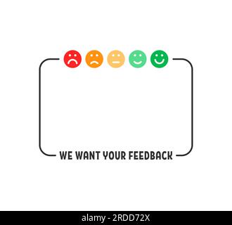 we want your feedback frame with smiles Stock Vector