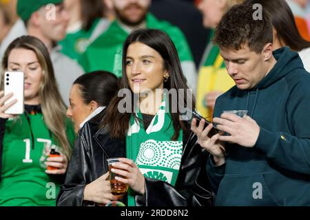 Sydney, Australia. 20th July, 2023. Ireland fans show their support before the FIFA Women's World Cup 2023 between Australia and Ireland at Stadium Australia on July 20, 2023 in Sydney, Australia Credit: IOIO IMAGES/Alamy Live News Stock Photo