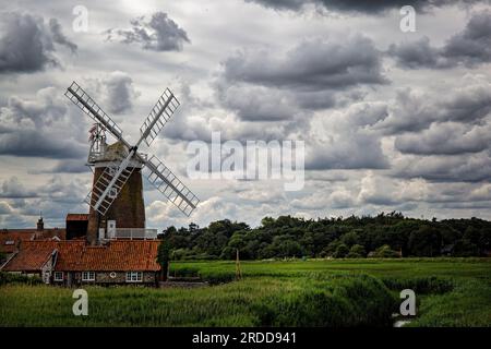 A general view of Cley Windmill, at Cley next the Sea, Holt, Norfolk in England on Tuesday 18th July 2023. (Photo: Mark Fletcher | MI News) Stock Photo