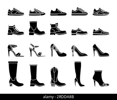 Flta Vector Linear Male and Female Shoes Icon Set Isolated. Sneakers ...