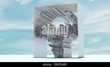 3D architectural illustrated representation of a human bust. Extremely dense mesh when viewed at highest dimensions. Stock Photo