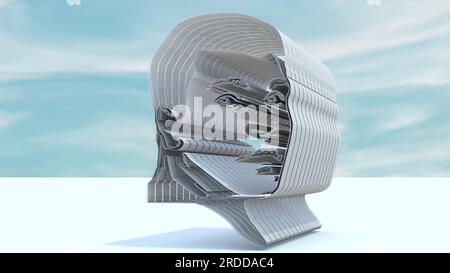 3D architectural illustrated representation of a human bust. Extremely dense mesh when viewed at highest dimensions. Stock Photo