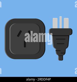 power outlet plug chinese type i black vector flat illustration Stock Vector