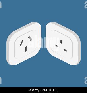isometric power outlet chinese type i british type g vector flat illustration Stock Vector