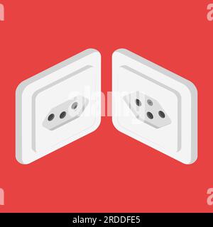 isometric power outlet swiss type j n vector flat illustration Stock Vector