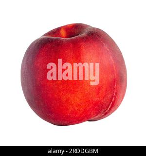 Close-up View of a Fresh Peach on a Solid White Background: Side view of a whole fresh peach isolated on a white background Stock Photo