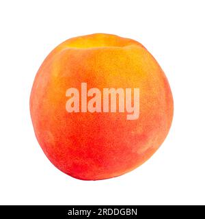 Close-up View of a Fresh Peach on a Solid White Background: Side view of a whole fresh peach isolated on a white background Stock Photo
