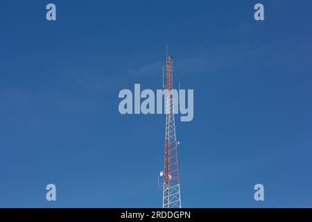 Telecommunication tower and sky blue Stock Photo