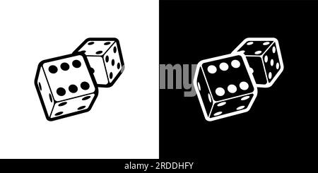 Dice logo on white and black background in isometric style for print and design. Vector illustration. Stock Vector