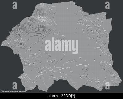 Topographic relief map of CLERMONT-FERRAND, FRANCE Stock Vector