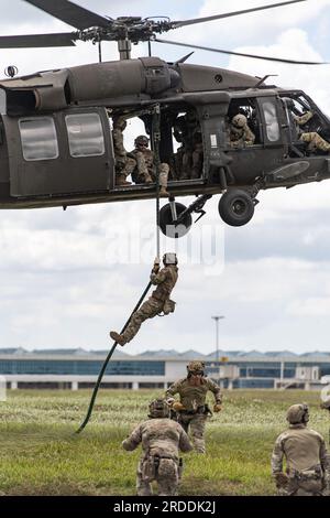 Military members from seven countries conducted Fast Rope Insertion and ...