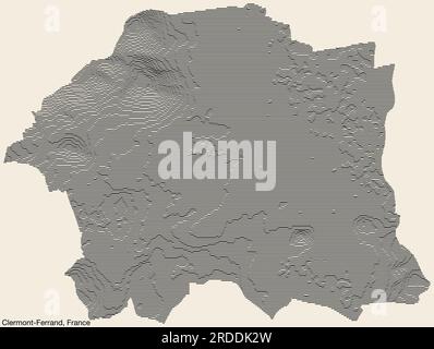 Topographic relief map of CLERMONT-FERRAND, FRANCE Stock Vector