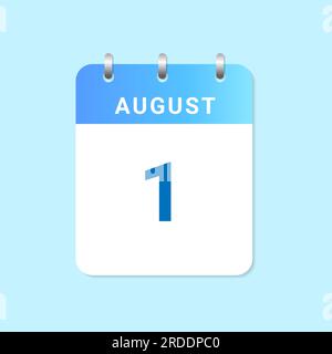 Daily calendar 1st of August month on white paper note. vector Stock Vector