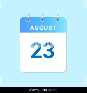 Daily calendar 23rd of August month on white paper note. vector Stock Vector
