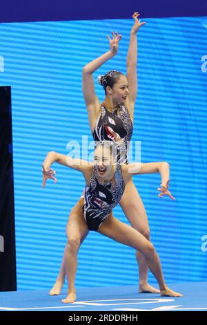 Moe HIGA and Mashiro YASUNAGA of Japan perform during the Artistic ...