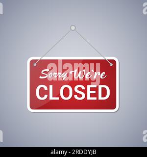 Red Sign Sorry We Closed Shadow Stock Vector (Royalty Free