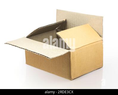 cardboard box closeup isolated on white background Stock Photo