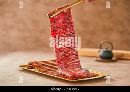 Thick Cut Hanger steak，Skirtmeat，harami for Japanese bbq or Korea bbq。 Stock Photo