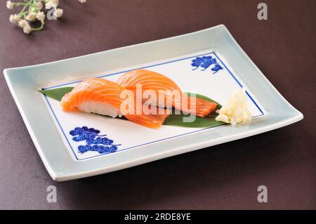 salmon sushi - Japanese food style Stock Photo