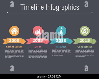Timeline infographics with arrows icons and text, vector eps10 ...