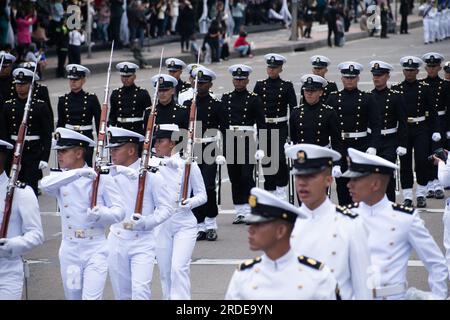 Bogota, Colombia. 20th July, 2023. Colombian navy officials during the military parade for the 213 years of Colombia's independence, in Bogota, July 20, 2023. Photo by: Daniel Romero/Long Visual Press Credit: Long Visual Press/Alamy Live News Stock Photo