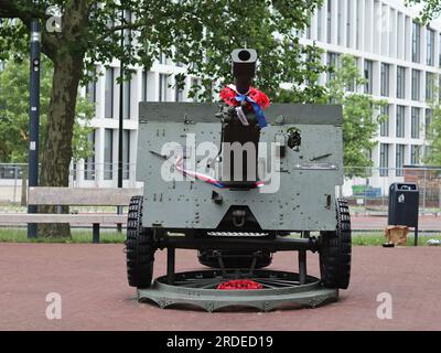 17 pounder guns (Anti-Tank) that was used in the Battle of Arnhem in 1944 in Arnhem, The Netherlands Stock Photo