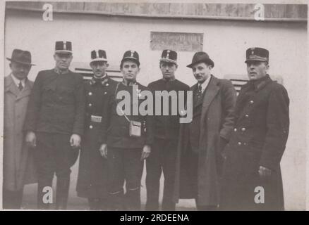 Police officers in uniform and detective in undercover from the late period of Austro-Hungarian empire and early of 1920s Stock Photo