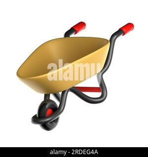 3d wheelbarrow illustration. set of 3D labor day icons. tools for doing repairs. perfect for websites, mobile apps, and presentations. 3D rendering Stock Photo