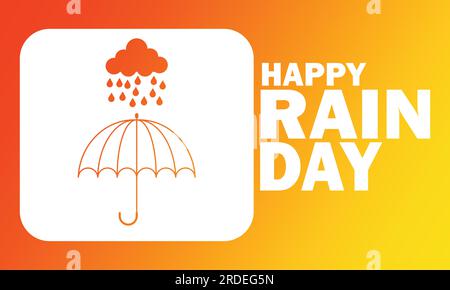 Happy Rain Day. Holiday concept. Template for background, banner, card, poster with text inscription. Vector illustration Stock Vector