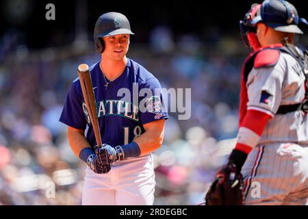 Minnesota Twins catcher Christian Vazquez looks on in between batters  against the Seattle Mariners during a baseball game, Tuesday, July 18,  2023, in Seattle. (AP Photo/Lindsey Wasson Stock Photo - Alamy