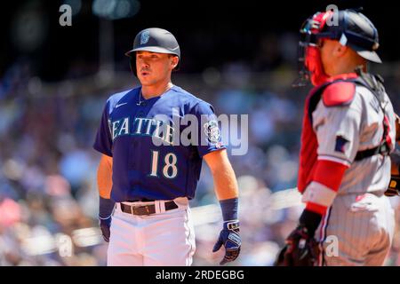 Minnesota Twins catcher Christian Vazquez looks on in between batters  against the Seattle Mariners during a baseball game, Tuesday, July 18,  2023, in Seattle. (AP Photo/Lindsey Wasson Stock Photo - Alamy