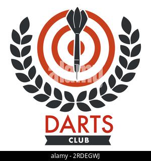 Darts club banner with bullseye and laurel leaf Stock Vector