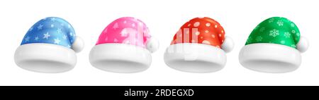 Christmas santa hat vector set design. Santa hat elements collection for christmas party decoration and custome cap. Vector illustration santa hat Stock Vector