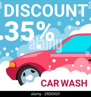 Car wash discount 35 percent, maintenance shop Stock Vector