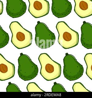 Avocado ripe berry with seed, seamless pattern Stock Vector