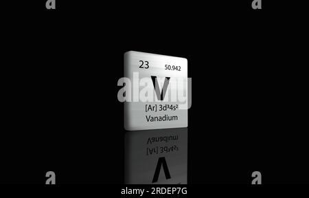Vanadium element on the periodic table. Malleable transition metal and ...