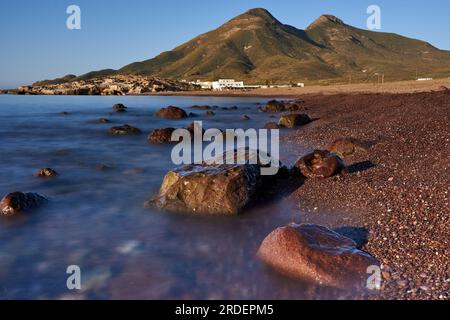 Los Escullos beach,Andalucia,Cabo de Gata,Spain,Parque Natural Cabo de Gata Stock Photo