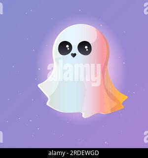 Cute ghost vector illustration. Halloween holidays Childish spooky boo characters for kids Stock Vector