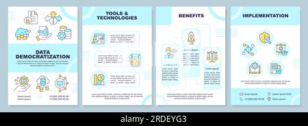 Brochure with data democratization concept thin line icons Stock Vector