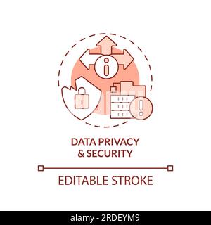 2D data privacy and security concept linear icon Stock Vector